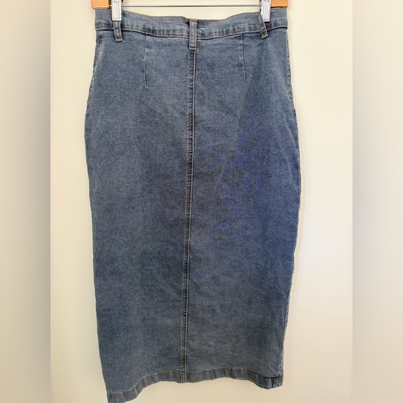 Happily Grey Denim Button-Front Midi Skirt - Picture 5 of 6